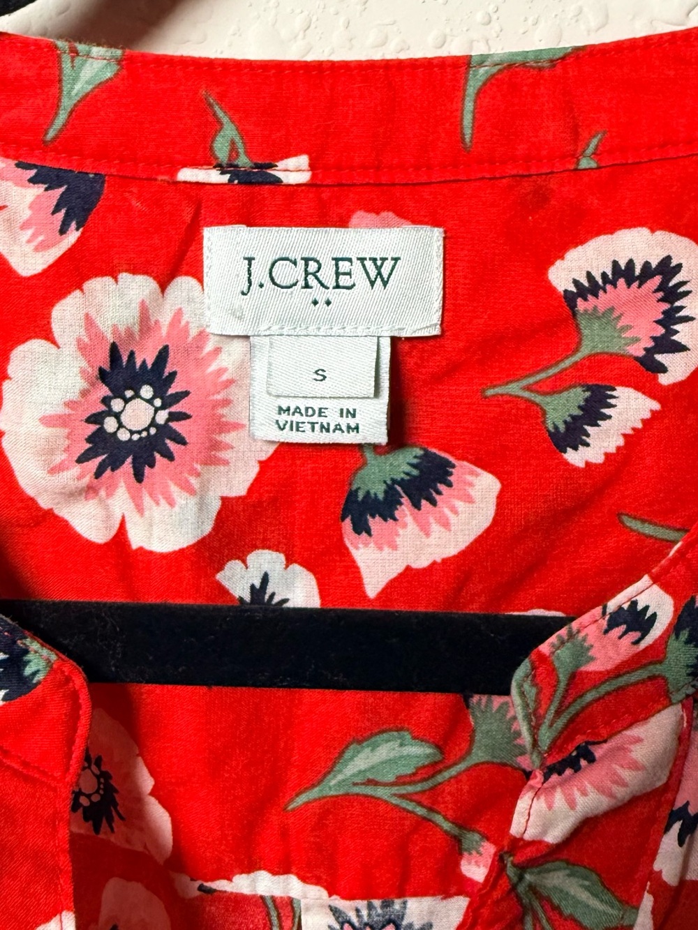 J. Crew Floral Tie Front Cotton Blouse Red Pink Short Sleeve Summer Cottagecore - Picture 6 of 11